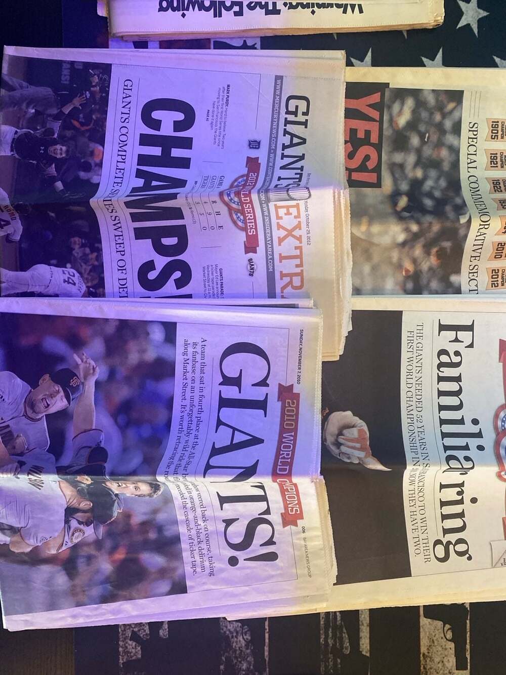 Lot of 3 San Francisco Giants World Series Championship Newspapers (2010, 2012,